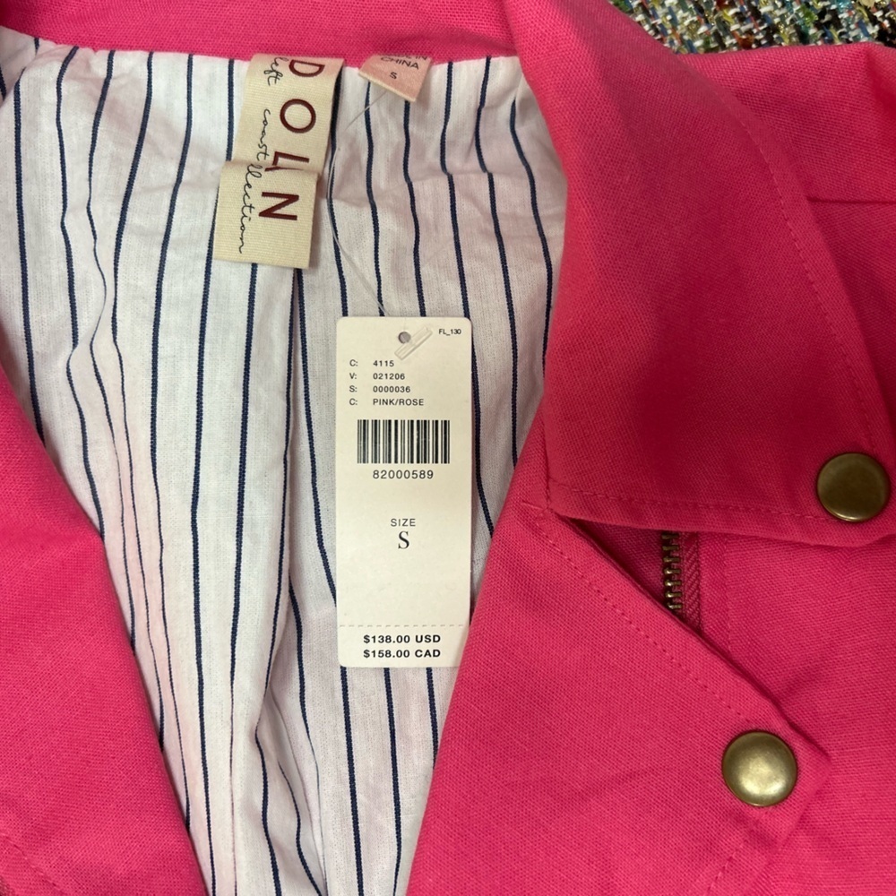 Anthropologie DOLAN Pink Linen Moto Jacket - Picture 7 of 11